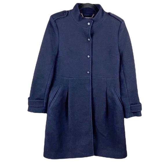 AZONA Navy Blue Wool Blend Military Style Coat Size 38(S) - Picture 2 of 13